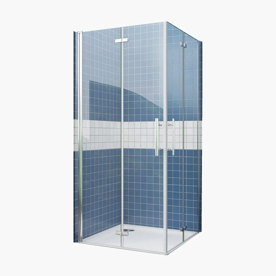 Duschparadies Duschkabine Eckeinstieg mit zwei Falttüren und Pendeltür aus 6mm Nano Glas, Farbe Silber/Transparent, B/T/H: 90 x 76 x 185 cm - Bild 2