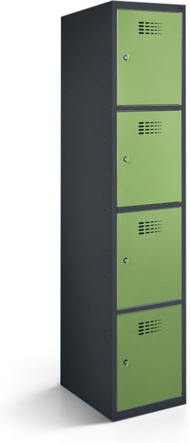 rotstahl Fächerschrank mit 4 Fächern in Anthrazitgrau und Hellgrün, B/T/H: 40 x 50 x 180 cm - Bild 1