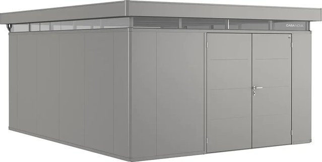 Biohort Metallgerätehaus CasaNova Flachdach in Quarzgrau Metallic mit Türanschlag rechts, B: 500 cm, T: 400 cm, H: 250 cm - Bild 1