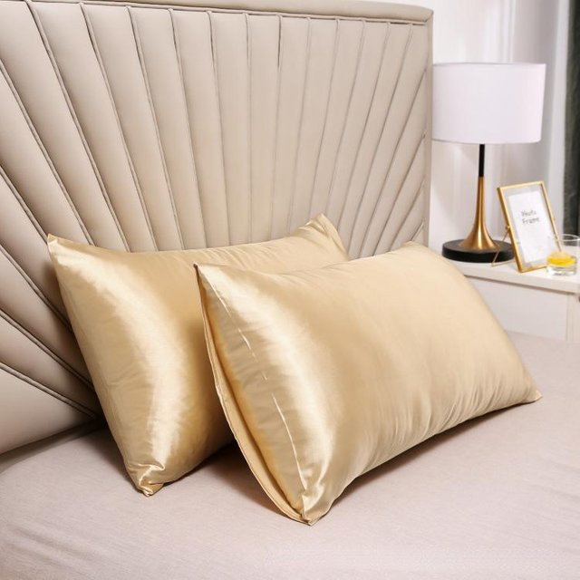 Yiran Furniture Satin Kissenbezug für Haar und Schönheit, Farbe: Beige, B x H: 51 x 66 cm - Bild 1