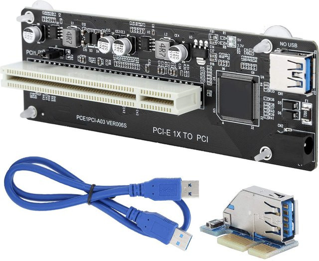 VALLETTA JAPAN PCIE zu Dual-PCI-Adapter Harz-Riser-Erweiterungskarte mit 0,6 m Kabel in Schwarz - Bild 1