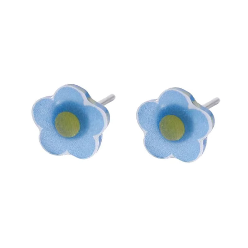 GaGa-Duck Ohrstecker, blaue Blumen, 925 Silber - Bild 5
