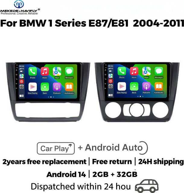 NAVIFANS Android 14 Intelligentes Auto-Audiosystem Autoradio für BMW 1er-Serie E87 E81 E82 E88 (2004-2011) mit Carplay Multimedia-Player in Schwarz - Bild 1