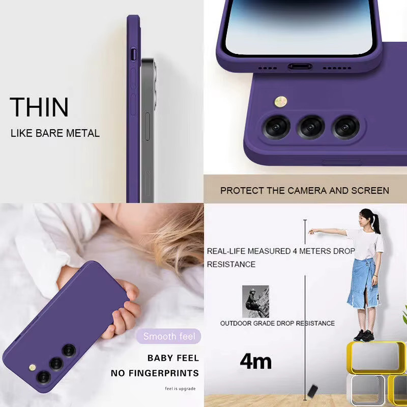 Flishion Flüssigsilikon Handyhülle für Samsung Galaxy S25 S24 S23 S21 Plus Ultra stoßfeste Rückseite in Purple - Bild 3