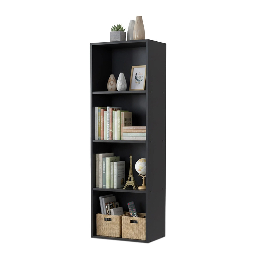 Relaxdays Bücherregal aus Holzwerkstoff in Schwarz mit 4 Fächern, Höhe: 106 cm, Breite: 32 cm, Tiefe: 24 cm - Bild 2
