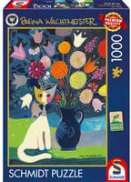 Rosina Wachtmeister Puzzle Weiße Katze mit Blumenstrauß von Schmidt Spiele - Bild 1