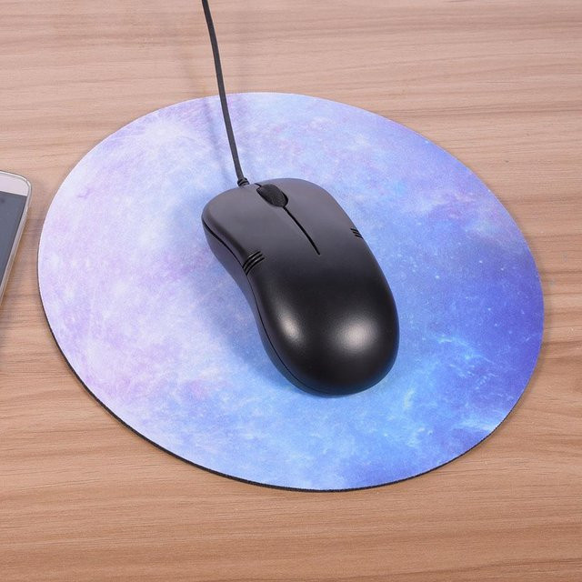 Planet Fashion Rundes Gaming-Mauspad aus Naturkautschuk von DIYelecs in Irisierendem Quecksilber und White - Bild 1
