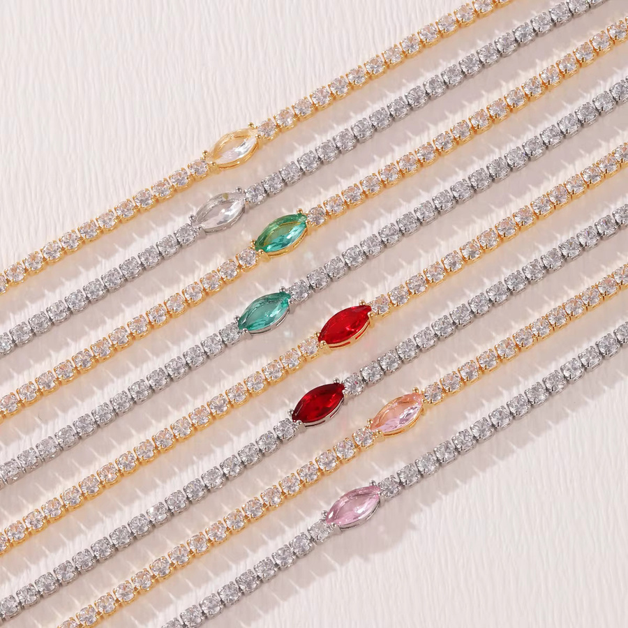 YUYAN Tennisarmband, Zirkonia, Kristall, Gold, Damen - Bild 1