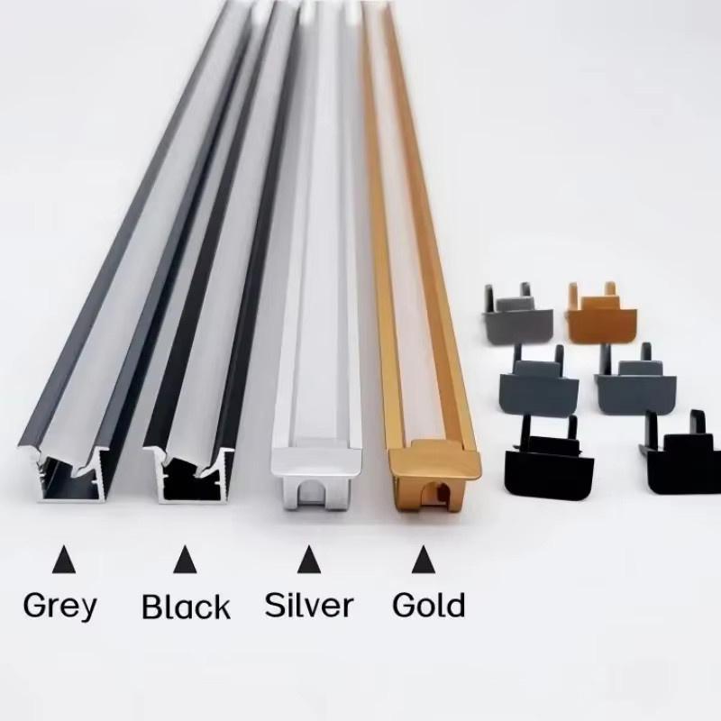 Ultradünnes LED-Aluminiumprofil für COB-Streifen in Warmweiß, Einbau-Lichtleiste mit 45 Grad Neigung für Möbel wie Kleiderschränke und Bücherregale, B/T/H: 1 x 1 x 1 cm - Bild 2