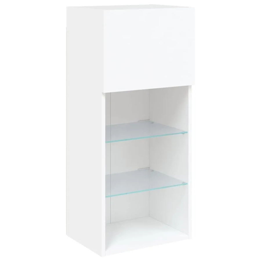 vidaXL TV-Schrank mit LED-Beleuchtung und Regalen in Weiß, B/T/H: 40,5 x 30 x 90 cm - Bild 1