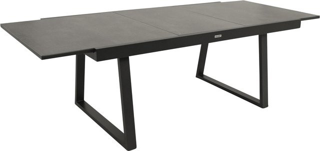 DEGAMO Ausziehtisch REIMS für Garten und Terrasse aus Aluminium in Anthrazit mit Glas in Keramikoptik dunkelgrau, B/T: 180 bis 240 x 100 cm - Bild 1