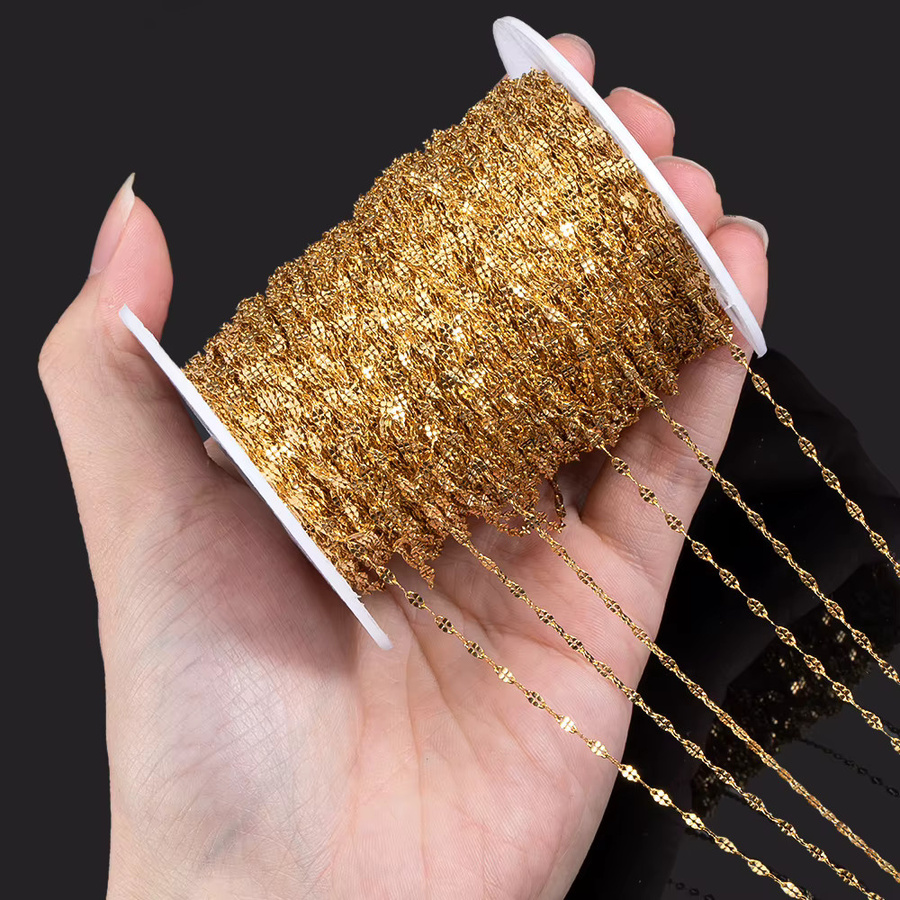 MINGXUAN Kette, Edelstahl, Gold, Unisex, 2 Meter - Bild 3