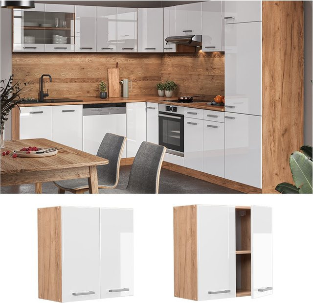 Vicco Hängeschrank R-Line Küchenschrank Weiß Goldkraft B: 60 cm, H: 31 cm, T: 60 cm - Bild 1