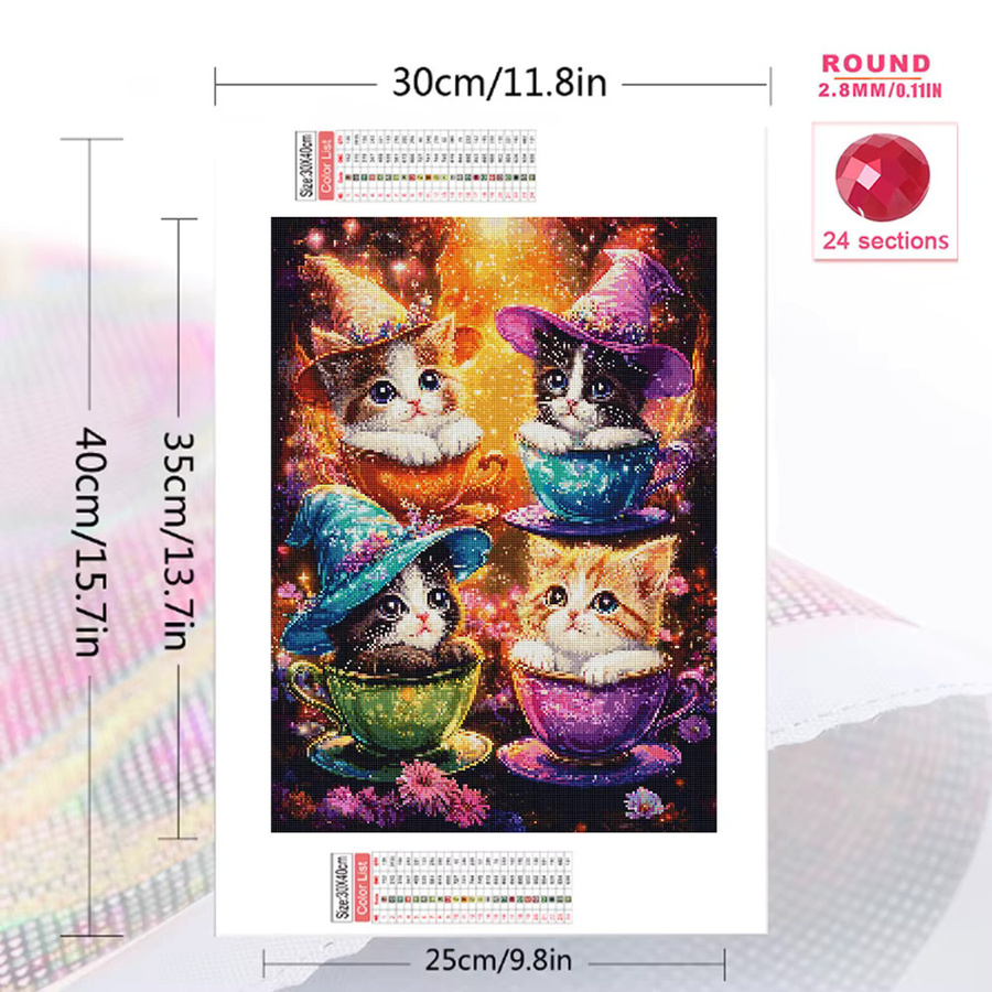 Evershine Diamant-Mosaik Set Katze und Teetasse in Multicolor für Anfänger und Kinder - Bild 2