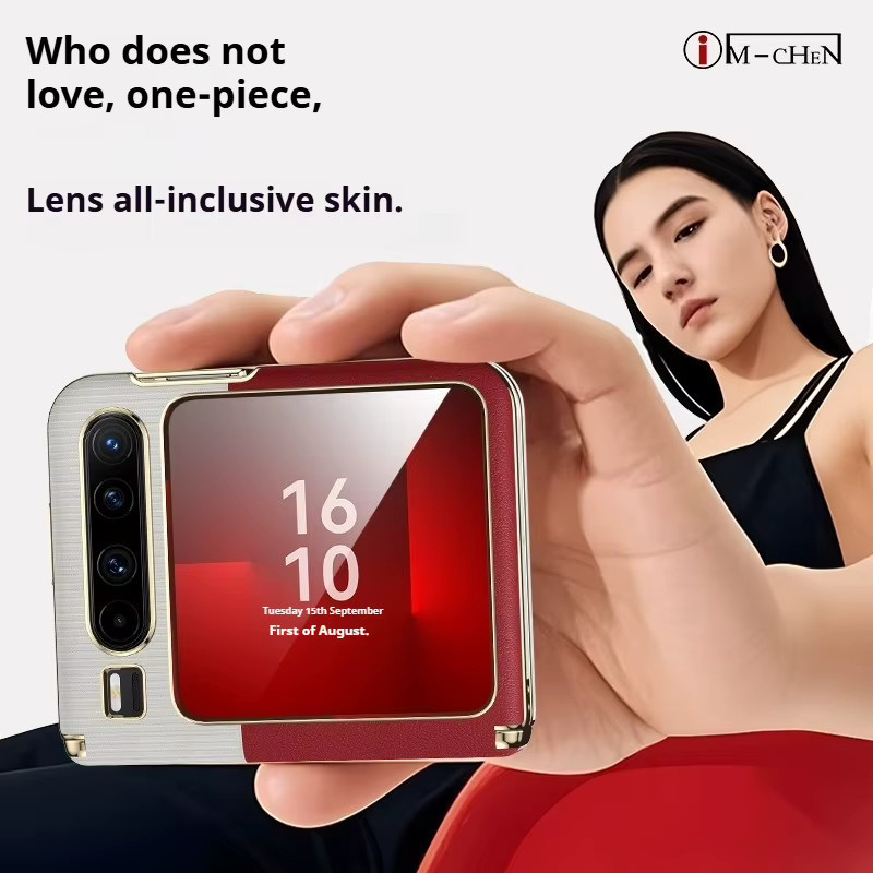 Premium Lederhülle für Huawei Pura X in Rot mit umfassendem Zentralachsschutz - Bild 2