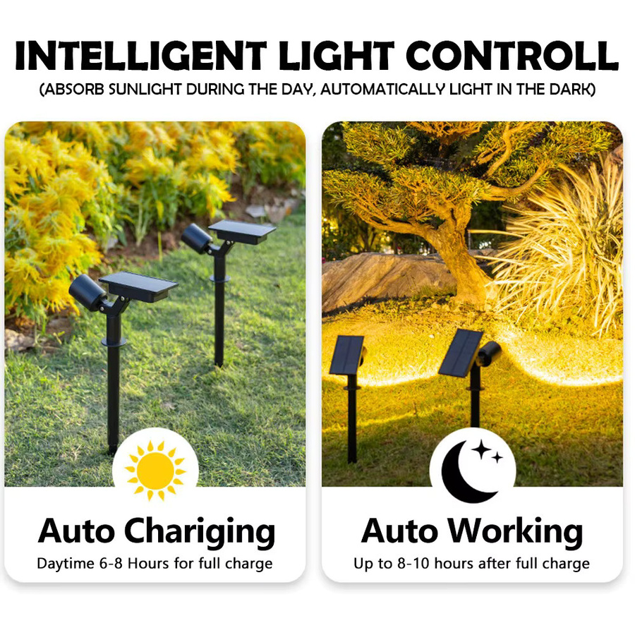 Solar-Strahler für Außenbereich mit LED und IP65 Wasserdichtigkeit, Warmweiß, Schwarz - Bild 6