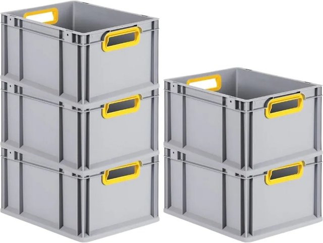 PROREGAL Spar Set 5x Eurobox Nextgen Color Transportboxen mit Griffen, Gelb, H x B x T: 22 x 30 x 40 cm, 20 Liter - Bild 1