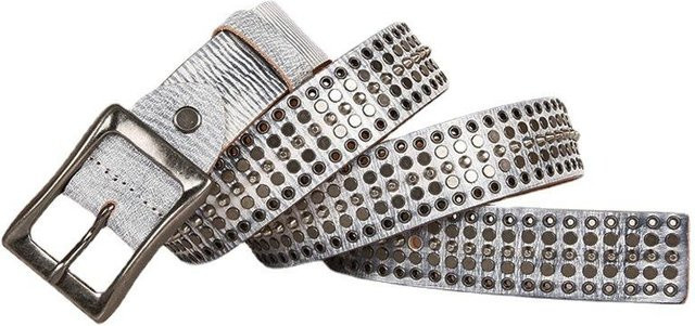 YIRAN Gürtelschnalle Leder, Metall, Niete, Bronze, Grau, Unisex - Bild 1