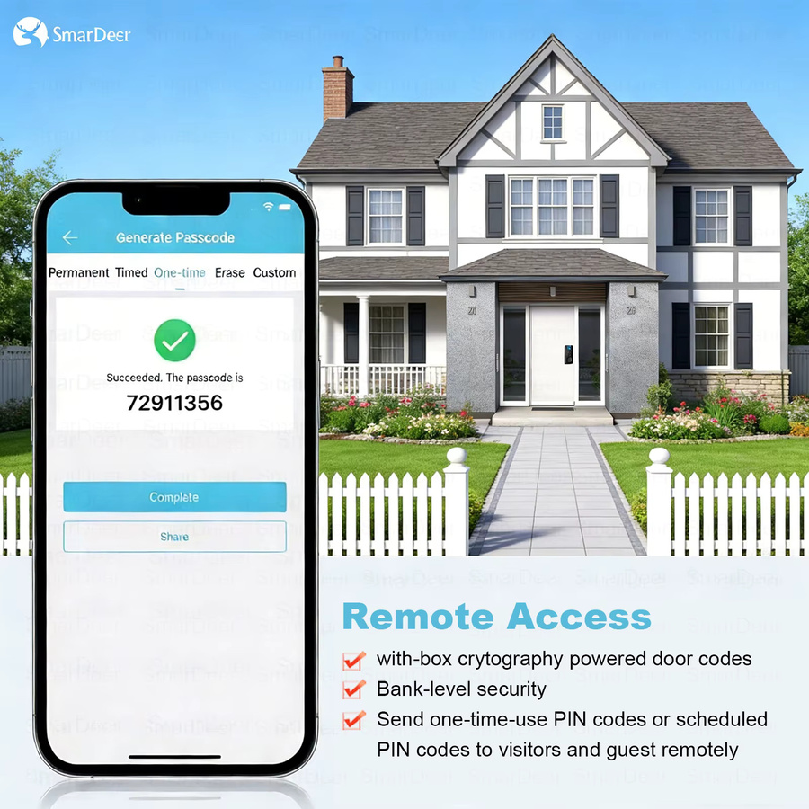 SmarDeer Elektronisches Smart Lock mit TTLock App-Steuerung, Fingerabdruck und Fernbedienung, Digitaler Riegel in Schwarz - Bild 5