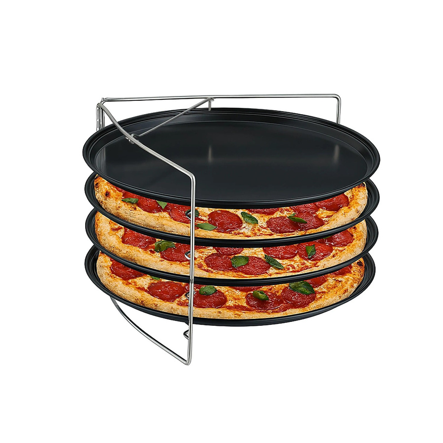 Relaxdays Pizzablech 4er Set aus Carbonstahl und Edelstahl in Anthrazit, antihaftbeschichtet, B/T/H: 33 x 33 x 20,5 cm - Bild 2