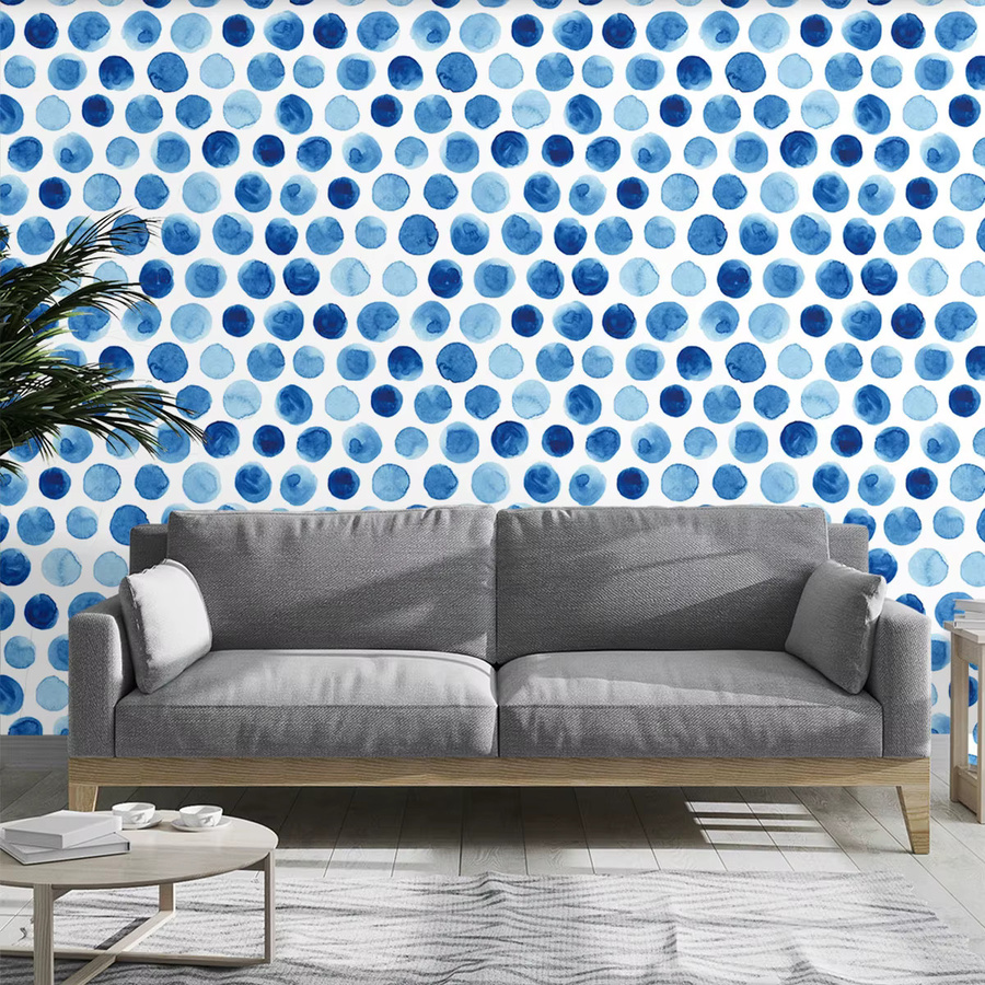 Selbstklebende Tapete mit blau-weißem Farbverlauf und Polka-Dot-Muster aus PVC, Breite: 45 cm, Länge: 300 cm - Bild 2