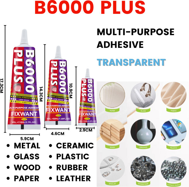 FIXWANT B-6000 Upgrade Kleber B6000 PLUS transparent für Gummi, Holz, Metall, Glas und Kunststoff - Bild 1