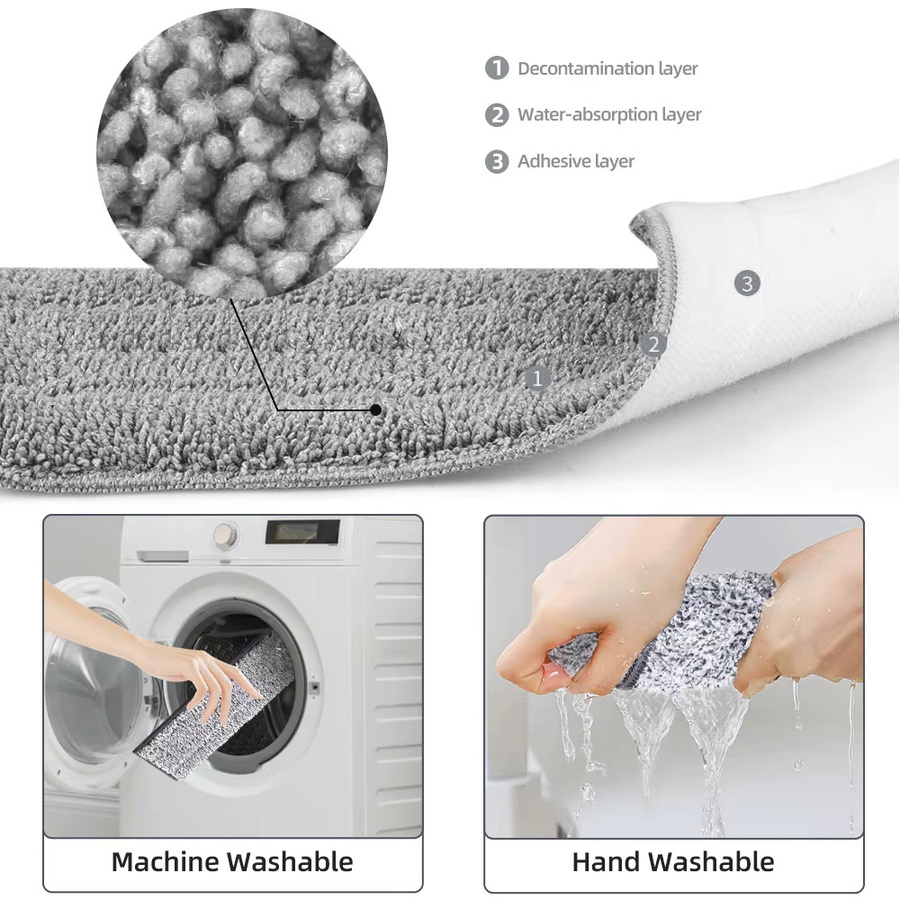 SDARISB Bodenwischer- und Eimerset mit waschbaren Mikrofaserpads für die professionelle Bodenreinigung in Grau - Bild 5