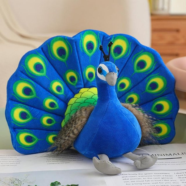 Pfau Puppe Plüschtier, blau, 28cm - Bild 1