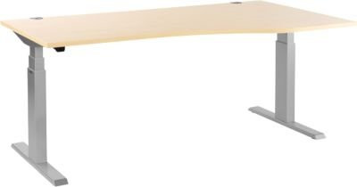 Schäfer Shop Select Schreibtisch ERGO-T elektrisch höhenverstellbar Freiform mit T-Fuß in Ahorn-Dekor und Weißaluminium, B: 180 cm, H: 64-130 cm - Bild 1