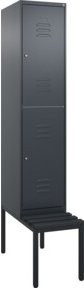 C+P Doppelstock-Spind Classic PLUS Sitzbank mit 1 Abteil, Anthrazit/Schwarz, B/T/H: 212 x 40 x 81,5 cm - Bild 1