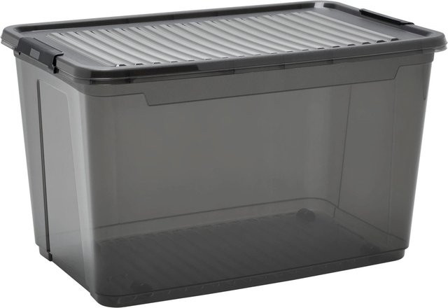 Mömax Aufbewahrungsbox Leo mit Deckel Transparent/Schwarz, Volumen: 56 l, B: 38,0 cm, T: 35,5 cm, H: 38,0 cm - Bild 1