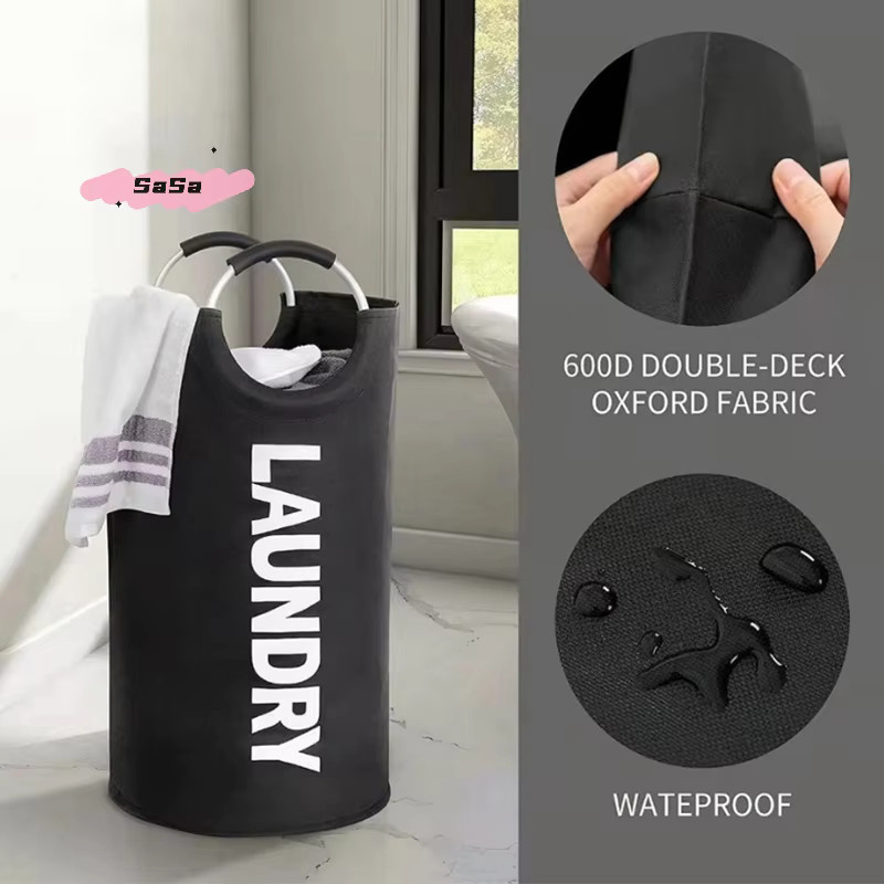 Faltbarer Wäschekorb von YOWEI mit 90 l Fassungsvermögen aus wasserdichtem Oxford-Stoff in Rot oder Schwarz - Bild 3