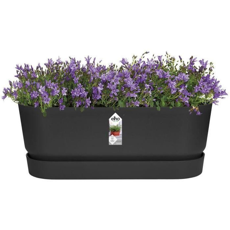 ELHO Ovaler Blumentopf GREENVILLE in Schwarz aus recyceltem Kunststoff, Durchmesser: 49 cm, Höhe: 18,4 cm, Tiefe: 19,8 cm - Bild 4