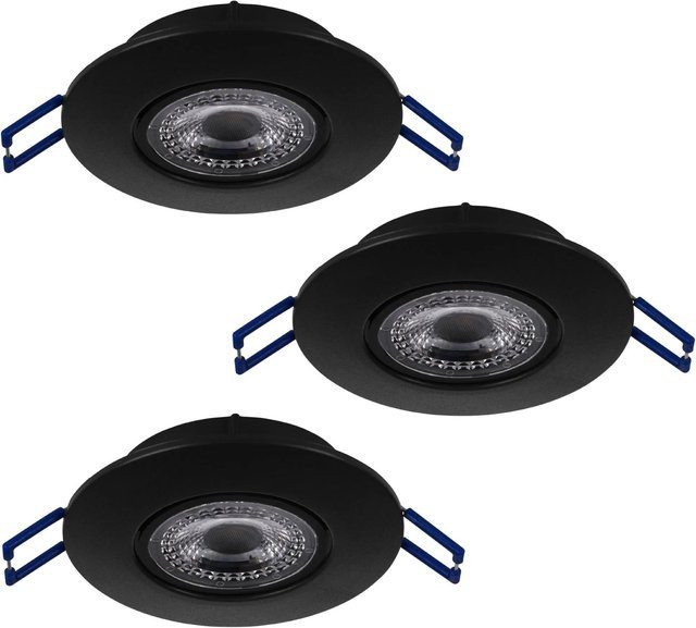 Eglo ZUJAR LED Einbauleuchten 3er-Set Schwarz, Warmweiß, Ø 90 mm - Bild 1