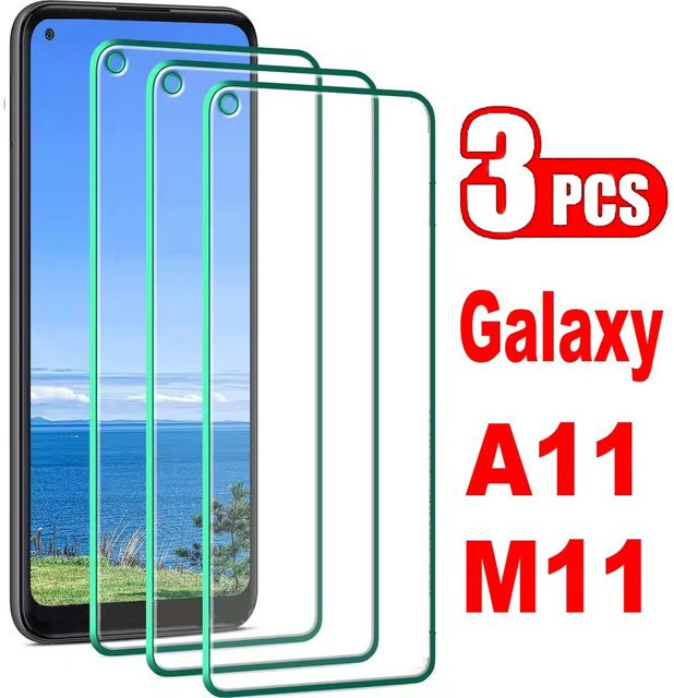 3 Stück Displayschutzfolien aus gehärtetem Glas für Samsung Galaxy A11 und M11, transparent - Bild 1