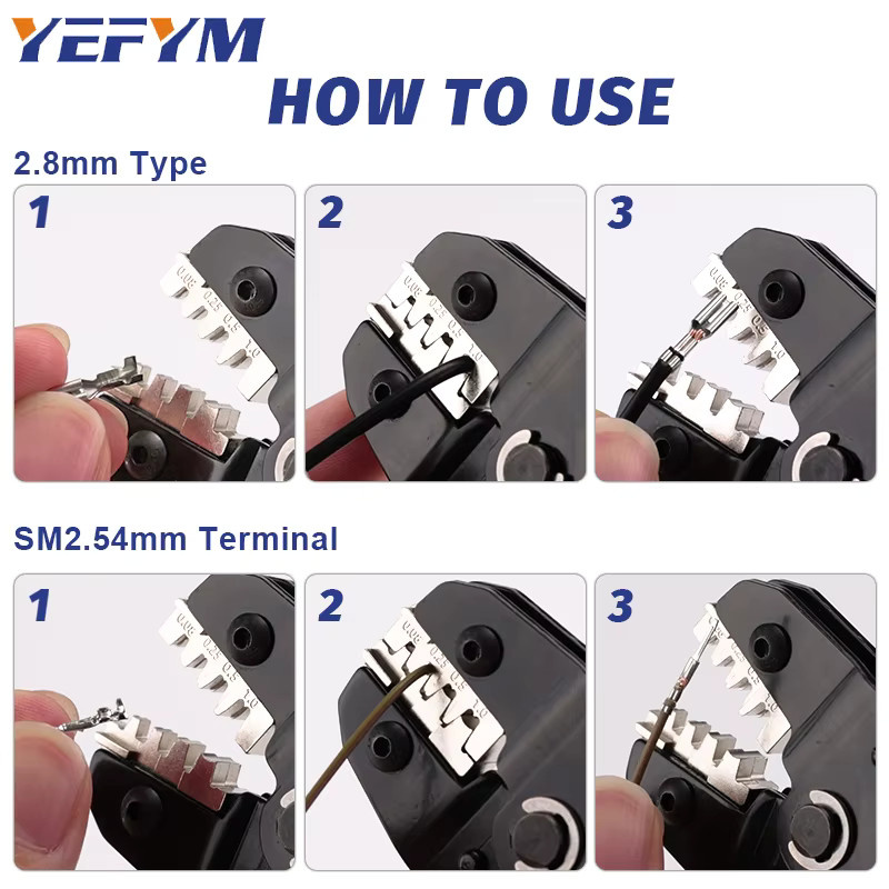 YEFYM Drahtratszange SN-2549S Crimpwerkzeug für PH2.0 XH2.54 2.8 3.0 3.96 KF2510 JST Terminals mit 0,08–1,0 mm2 AWG28–18 - Bild 5