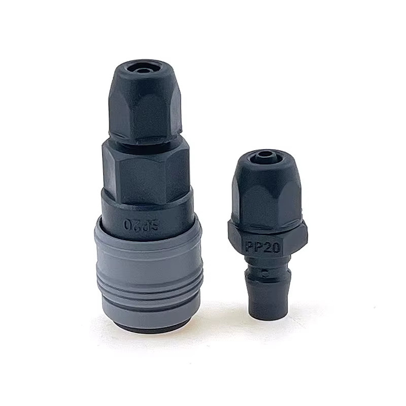 Selbstsichernder C-Typ Pneumatischer Schnellstecker aus Kunststoff und Stahl in Schwarz für Luftpumpen und Luftkompressoren mit 1/4 Anschluss - Bild 1
