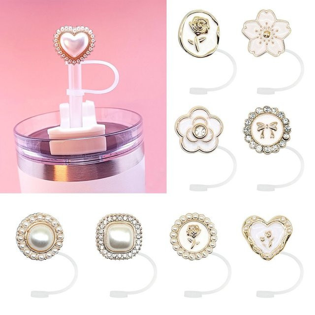 Silikon Perle Versiegelung Strohstecker wiederverwendbare Trinkhalm Abdeckung im Cartoon-Design für Küchenbecher DIY Zubehör - Bild 1