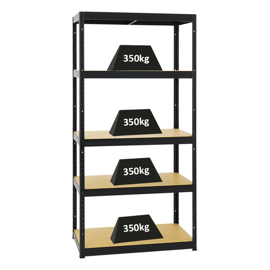 PROREGAL Schwerlastregal Slim Elephant Schwarz mit 5 Ebenen, H x B x T: 180 x 90 x 45 cm - Bild 2