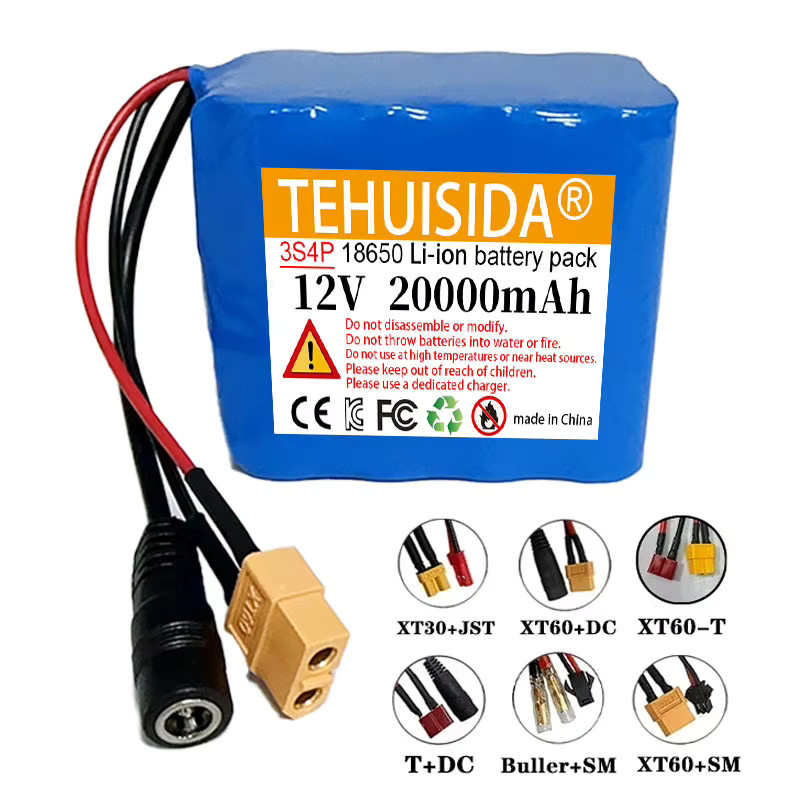 TEHUISIDA Tragbarer 12 V Li-Ionen-Akku mit Ladegerät, 20000 mAh, 12,6 V, Blau - Bild 2