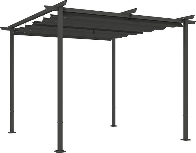 Outsunny Pergola Gartenpavillon aus Metall mit verstellbarem Dach in Dunkelgrau, B/H/L: 300 x 227 x 300 cm - Bild 1