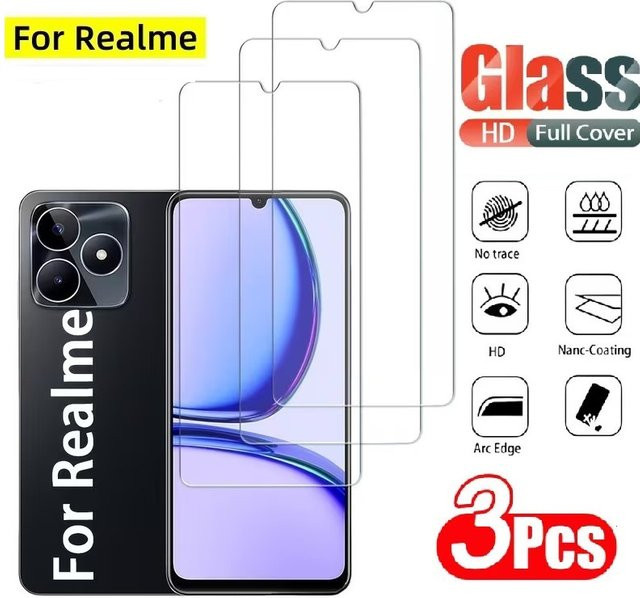 3er-Pack HD gehärtetes Glas Displayschutz für Realme P4 Pro, Realme P1 und Realme P3 Lite, transparent - Bild 1
