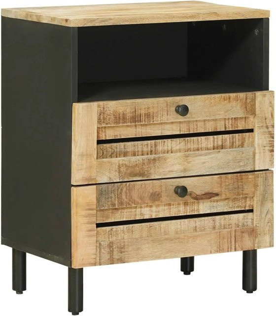vidaXL Nachttisch aus Massivholz Mango in Braun und Schwarz, B/T/H: 50 x 33 x 60 cm - Bild 1