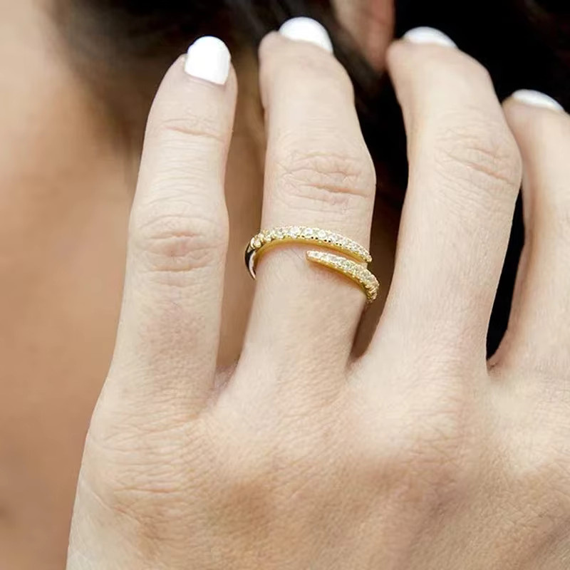 Huitan Öffnungsringe, Zirkonia, Gold, Damen - Bild 2