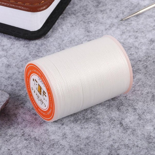 Igeteck Gewachster Polyester-Faden für Lederarbeiten, Runde Kordel für DIY Handarbeiten, Weiß, 160 m Rolle, Durchmesser: 0,45 mm - Bild 1