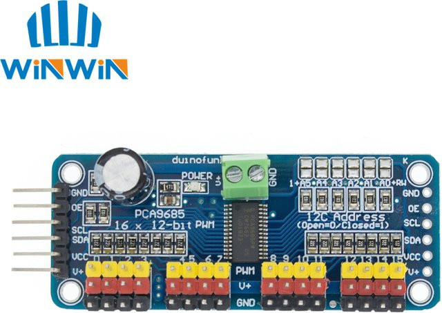 AITEWIN ROBOT PCA9685 16 Kanal 12-Bit PWM Servomotor Treiber I2C Modul in Blau - Bild 1