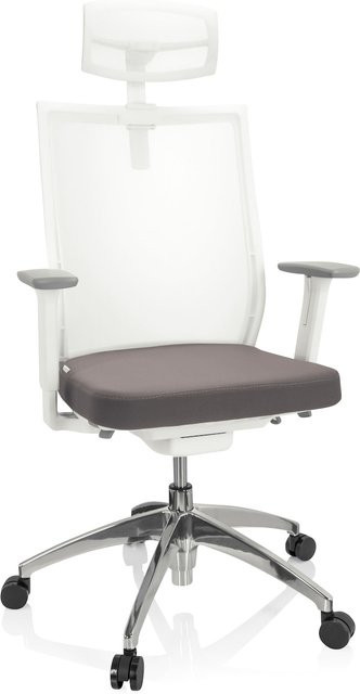 hjh OFFICE Profi Bürostuhl ASPEN WHITE PRO in Weiß mit Stoff- und Netzbezug, Armlehnen und Höhenverstellung - Bild 1