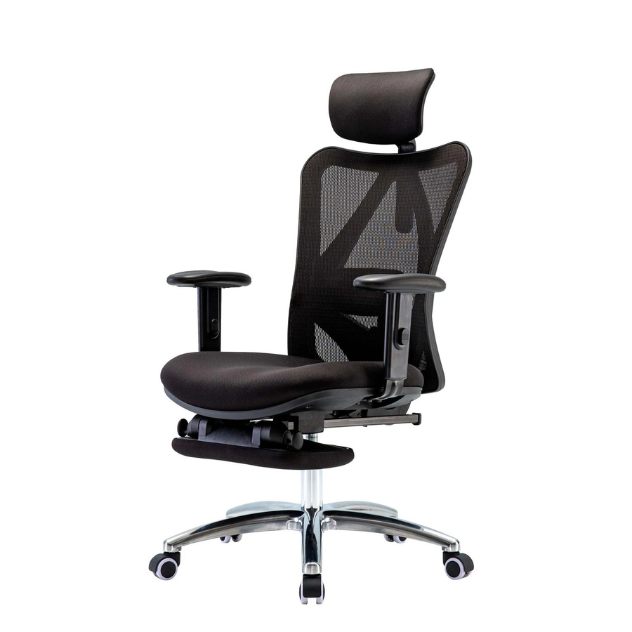 Ergonomischer SIHOO Bürostuhl in Schwarz mit verstellbarer Kopfstütze und Fußstütze, belastbar bis 150 kg - Bild 3