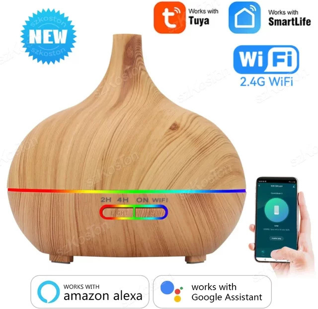 DELIXING Tuya WiFi Luftbefeuchter und Ultraschall Aroma Diffusor mit 400 ml Fassungsvermögen, Smart Home kompatibel mit Alexa und Google, Rostrot - Bild 1