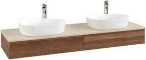 V&B Waschtischunterschrank Antao mit Frontstruktur und Beleuchtung in Botti Farbe, Breite: 160 cm, Tiefe: 50 cm - Bild 1